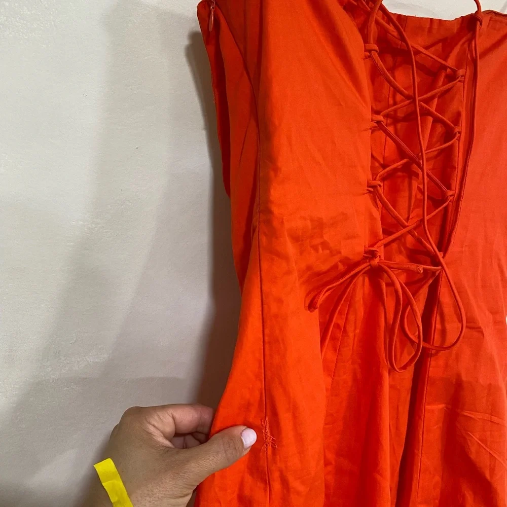 Astr Strapless Orange Midi Dress Tangerine Medium NWI - Picture 6 of 8